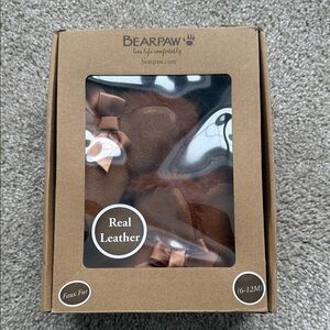 BearPaw Real Suede Faux Fur Baby Booties in Chestnut Brown